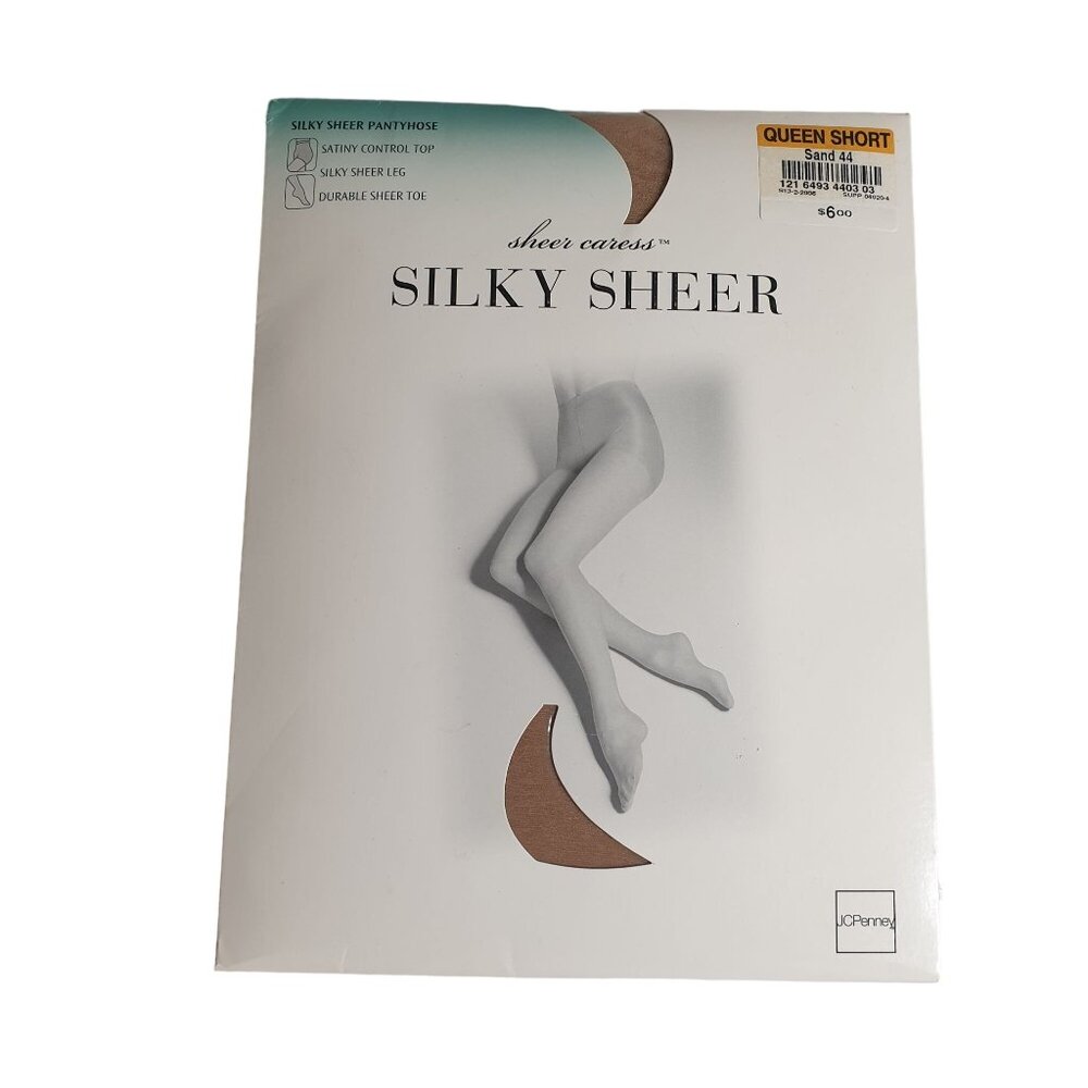 Silky Sheer Queen Short Sand 44 Pantyhose JCPenney With Control Top Durable Toe